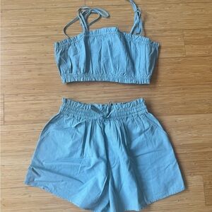 Blue Two-Piece Set with Top and Shorts